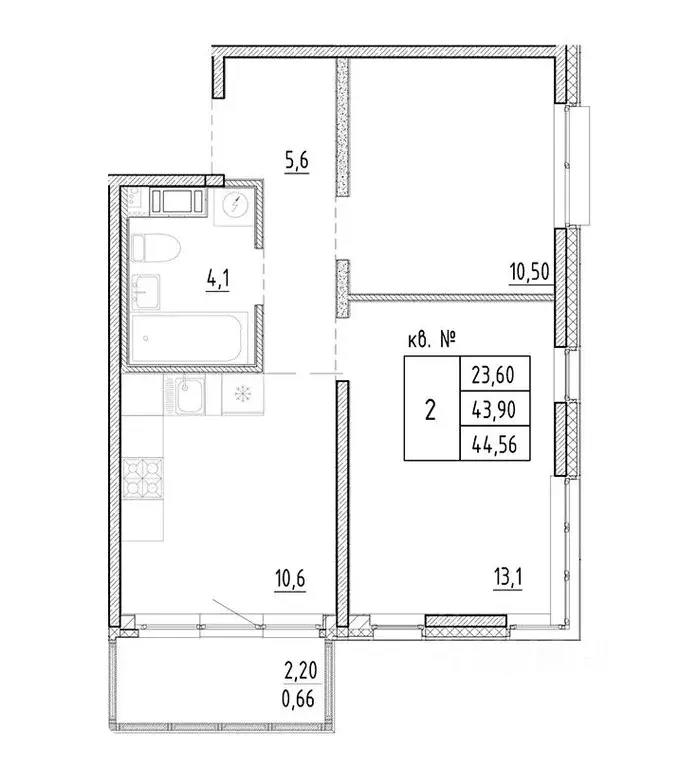 2-к кв. Санкт-Петербург Волхонское ш., 5к2 (44.56 м) - Фото 0