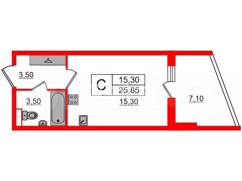 Квартира-студия, 25,9 м, 5/33 эт. - Фото 0