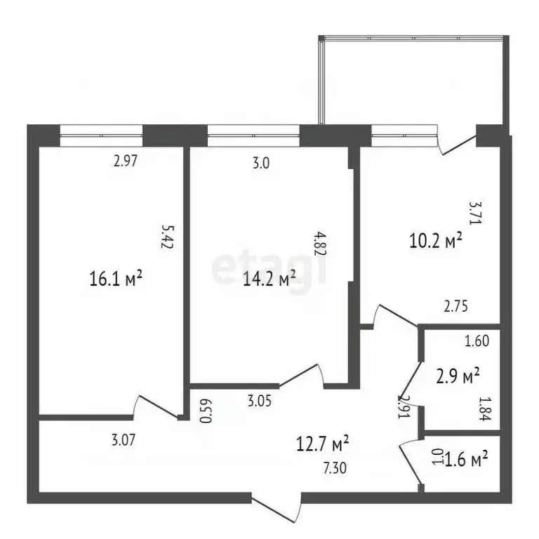 2-к кв. Санкт-Петербург Петергофское ш., 86к3 (57.7 м) - Фото 1
