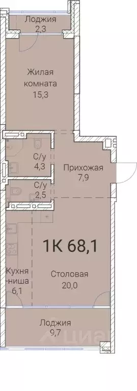 1-к кв. Новосибирская область, Новосибирск Овражная ул., 2А (68.1 м) - Фото 0