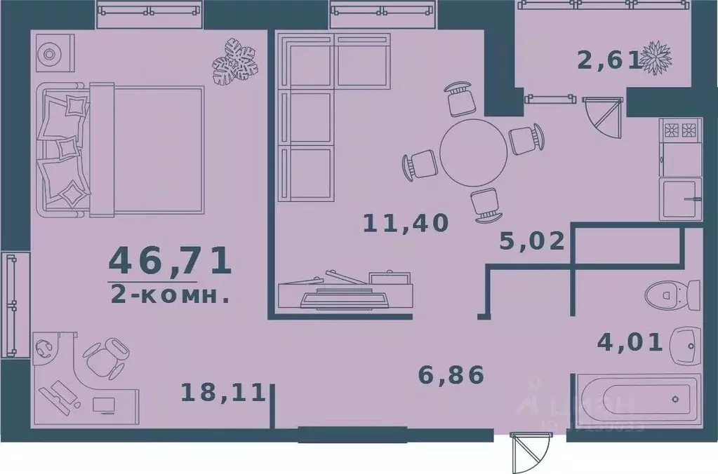 2-к кв. Ульяновская область, Ульяновск Север мкр, Юность жилой ... - Фото 0