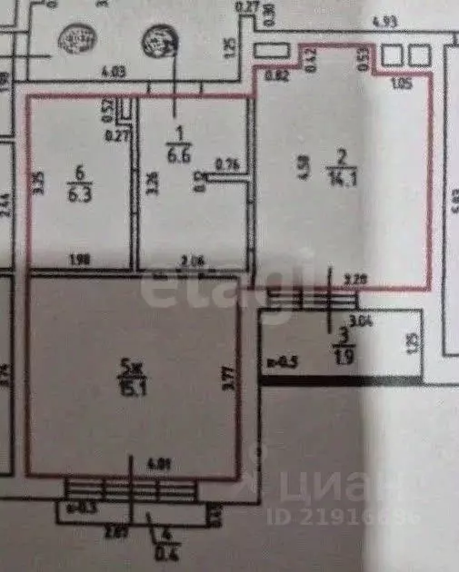 1-к кв. Калининградская область, Калининград ул. Миргородская, 2 (44.4 ... - Фото 2