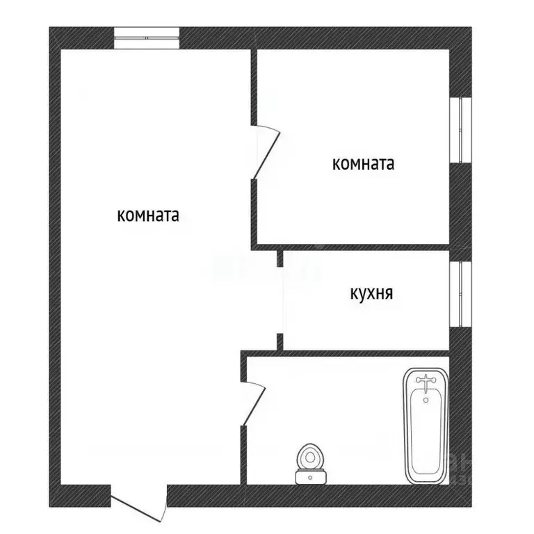 1-к кв. Ленинградская область, Кириши Комсомольская ул., 14 (31.0 м) - Фото 1
