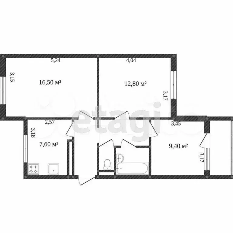 3-к. квартира, 62 м, 1/9 эт. - Фото 0