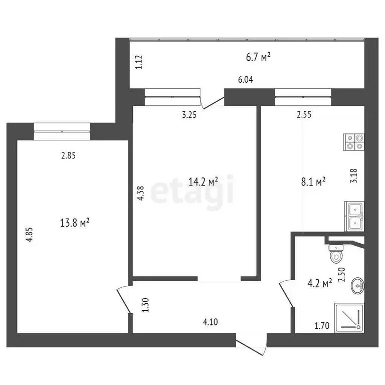 2-комнатная квартира: Омск, улица Красный Пахарь, 99/1 (47.3 м) - Фото 0