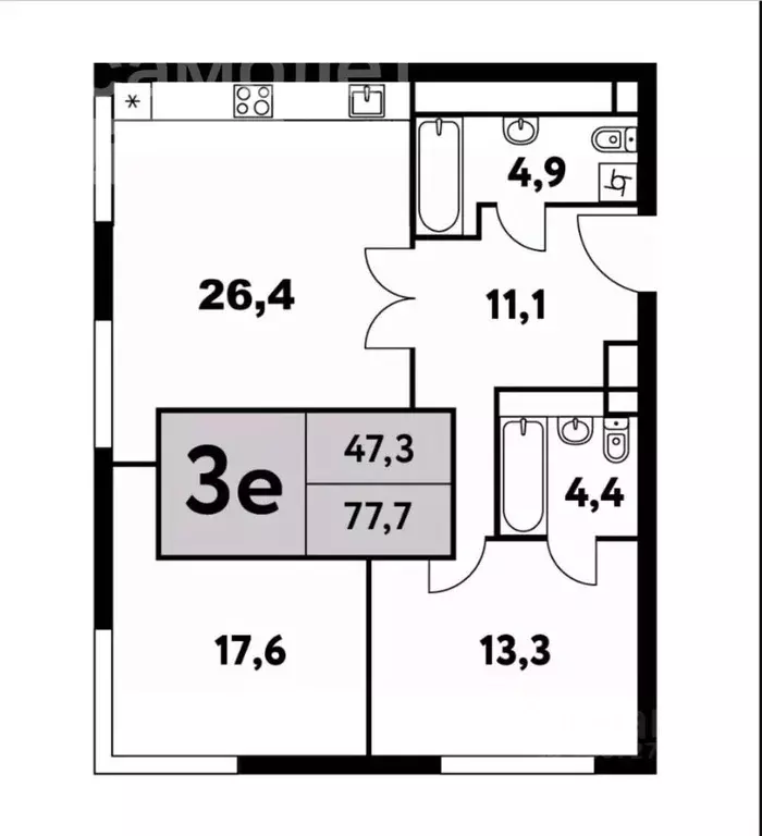 2-к кв. Москва Фестивальная ул., 15к24/3 (78.0 м) - Фото 1