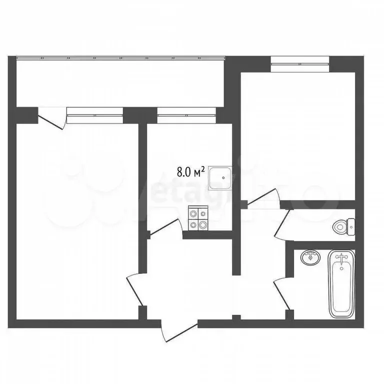 2-к. квартира, 47 м, 8/12 эт. - Фото 1