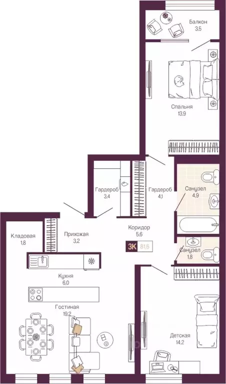 3-к кв. Нижегородская область, Нижний Новгород ул. Тургенева (79.9 м) - Фото 1