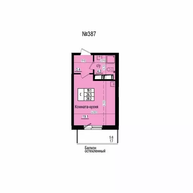 Квартира-студия: посёлок Парголово, Ольгинская дорога, 3/20 (28.2 м) - Фото 2