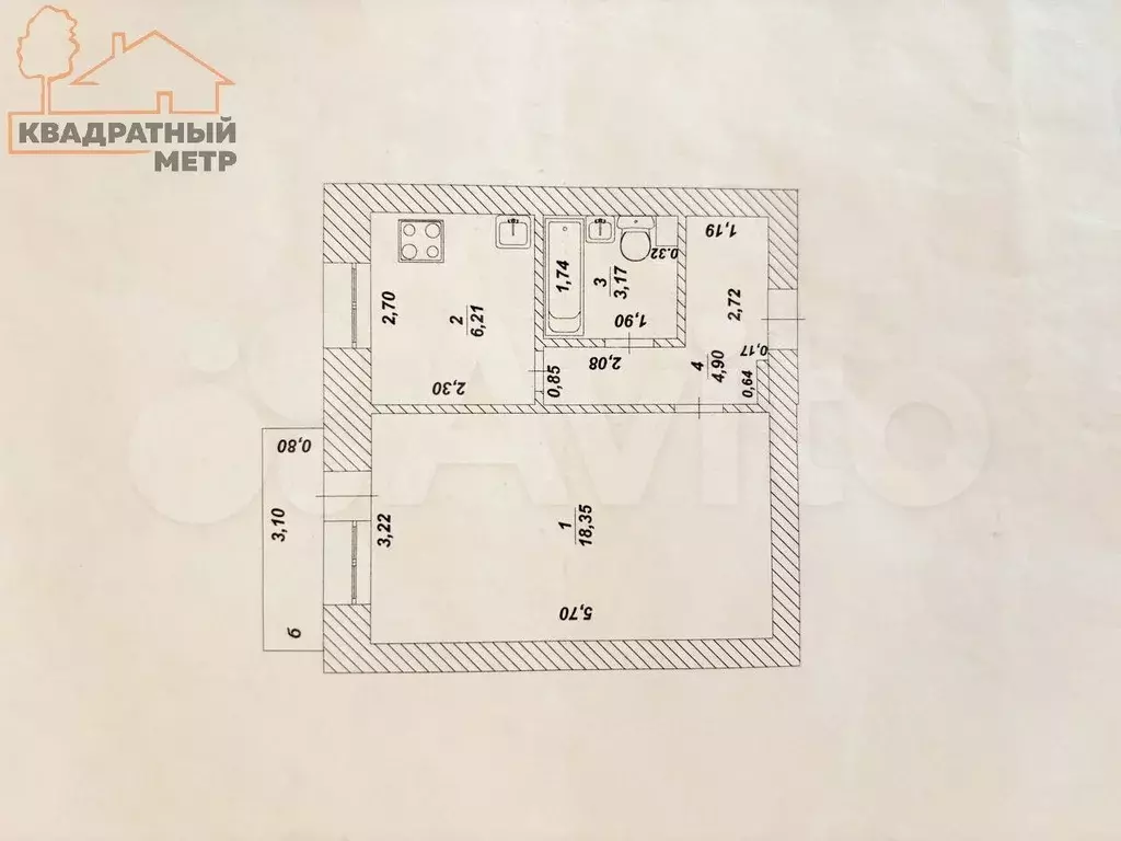 1-к. квартира, 32,6 м, 2/5 эт. - Фото 0