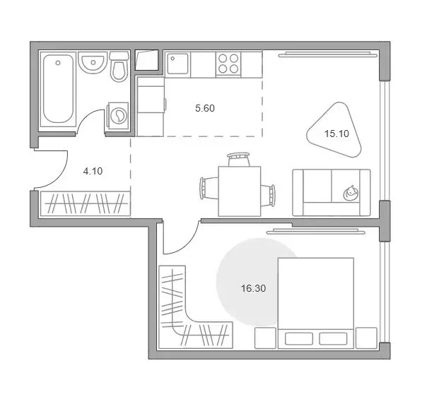 2-комнатная квартира: Долгопрудный, Парковая улица, 48 (45.2 м) - Фото 2