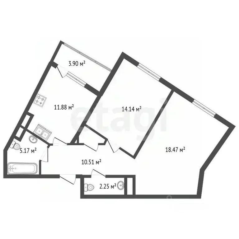 2-к кв. Санкт-Петербург Туристская ул., 28к3 (64.3 м) - Фото 2