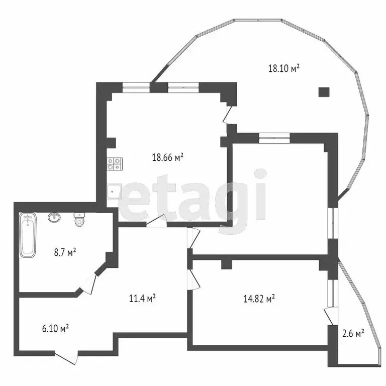 3-комнатная квартира: Тюмень, улица Федюнинского, 64к1 (72.6 м) - Фото 1