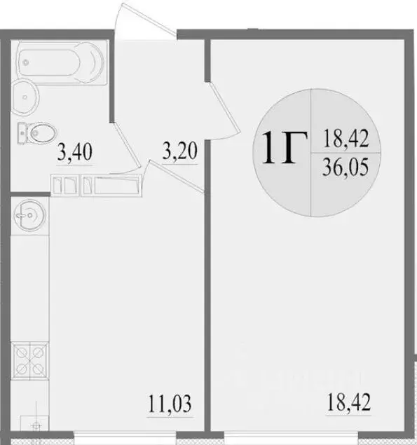 1-к кв. Севастополь ул. Колобова, 44к3 (36.05 м) - Фото 1