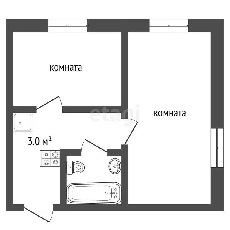 2-комнатная квартира: Баксан, проспект Ленина, 76 (42 м) - Фото 1