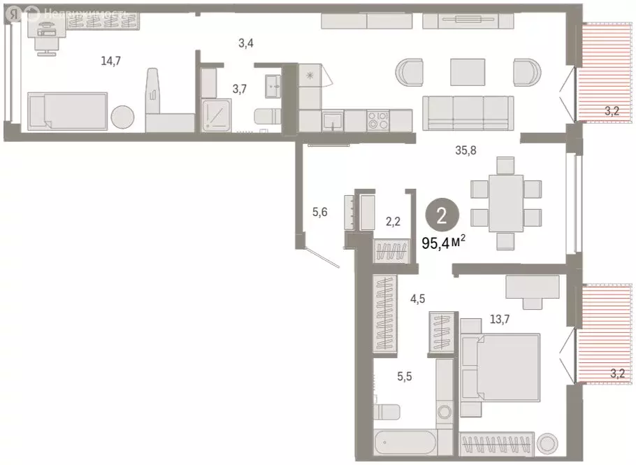 3-комнатная квартира: Тюмень, улица Республики, 205к2 (95.5 м) - Фото 2