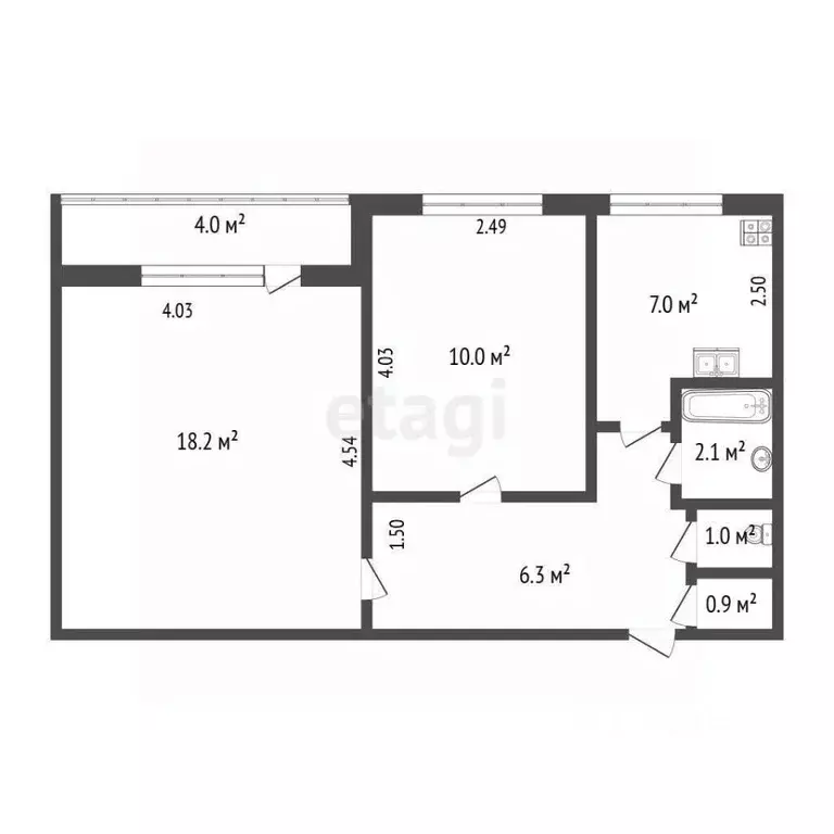2-к кв. Санкт-Петербург ул. Уточкина, 6К1 (46.0 м) - Фото 1
