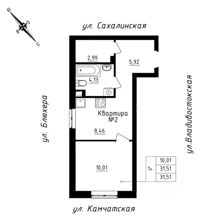 Студия Свердловская область, Екатеринбург ул. Кронштадтская (31.51 м) - Фото 0