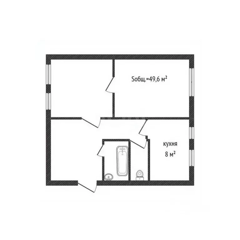 2-к кв. Брянская область, Брянск Комсомольская ул., 12 (49.6 м) - Фото 2