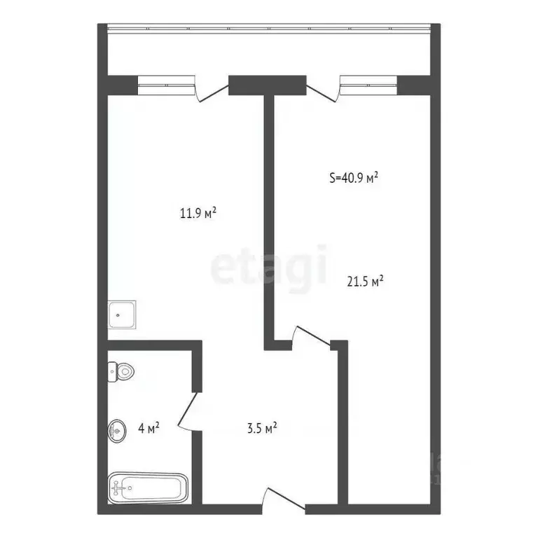 1-к кв. Брянская область, Брянск Степная ул., 12 (40.9 м) - Фото 2