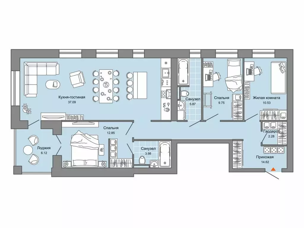 3-комнатная квартира: Киров, улица 4-й Пятилетки, 84 (101 м) - Фото 1
