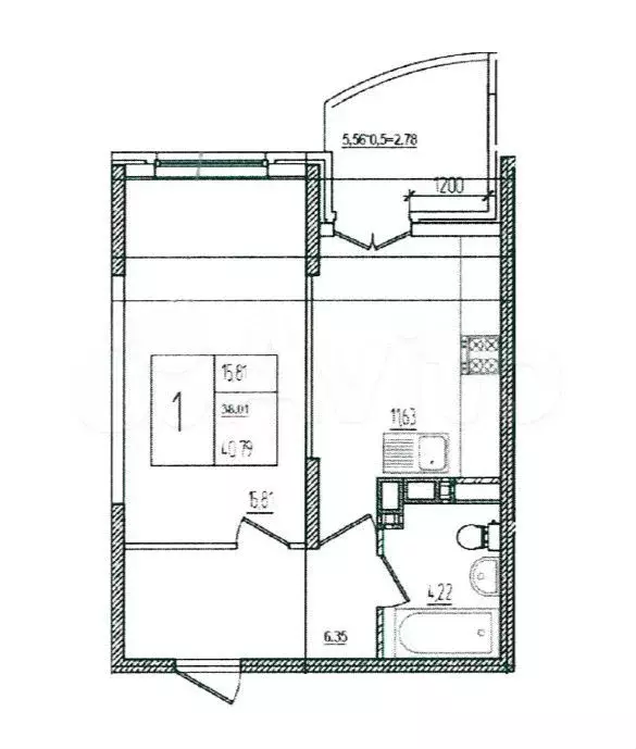 1-к. квартира, 40,8 м, 14/16 эт. - Фото 1