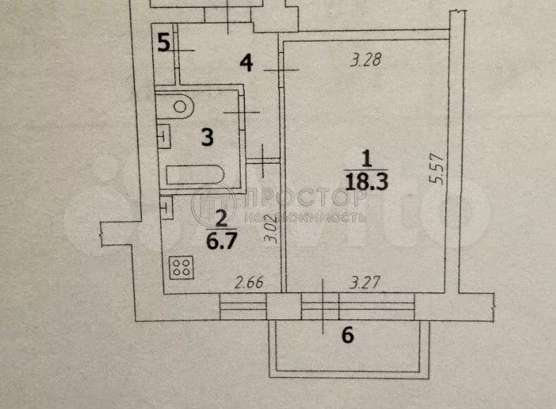 1-к. квартира, 35 м, 4/5 эт. - Фото 0