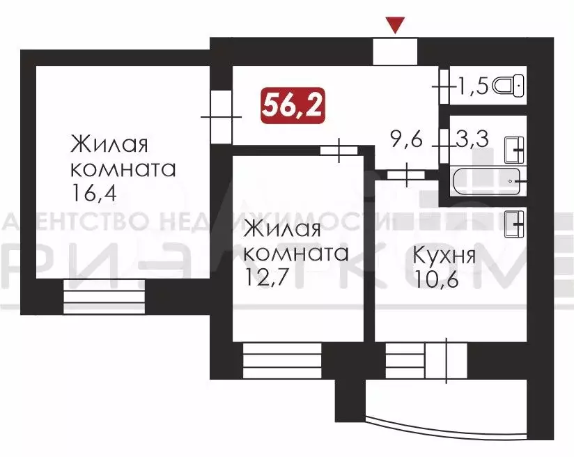2-к. квартира, 57 м, 5/15 эт. - Фото 0
