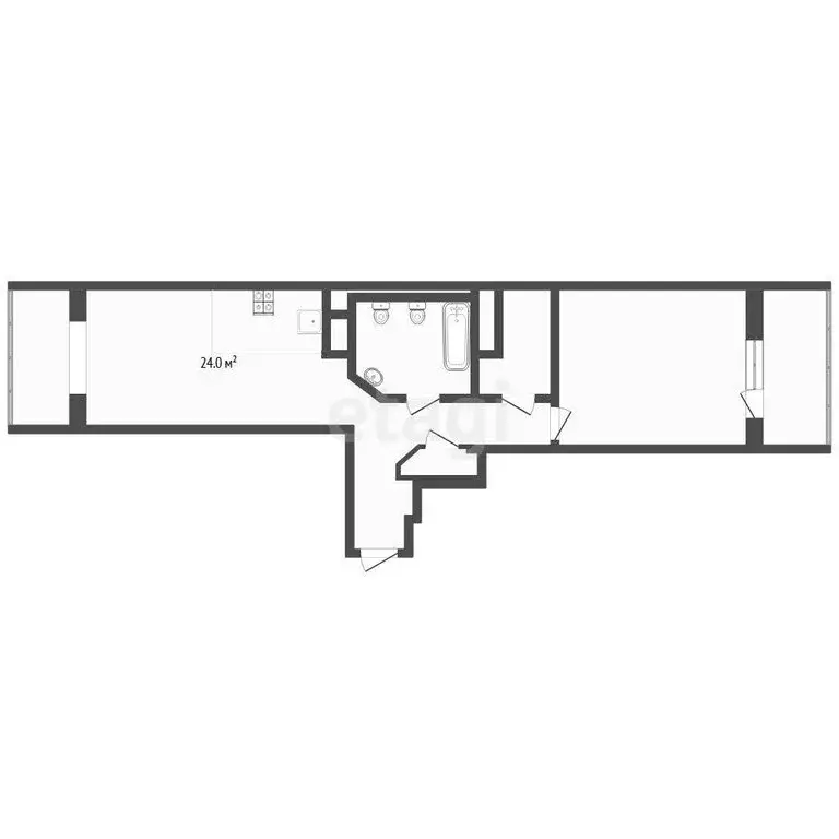 1-комнатная квартира: Тюмень, улица Малыгина, 90 (60.2 м) - Фото 1