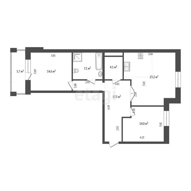 2-комнатная квартира: Тюмень, улица Домостроителей, 16к4 (80.3 м) - Фото 0