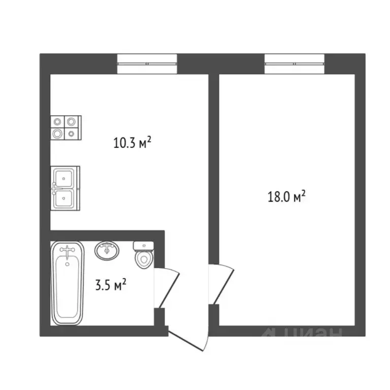 1-к кв. Тюменская область, Тюмень Олимпийская ул., 16 (33.6 м) - Фото 1