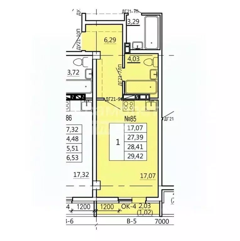Студия Курская область, Курск Театральная ул., 14 (29.4 м) - Фото 1