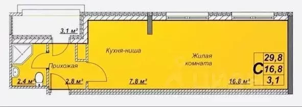 Студия Краснодарский край, Анапа Пионерский просп., 100Вк1 (32.9 м) - Фото 2