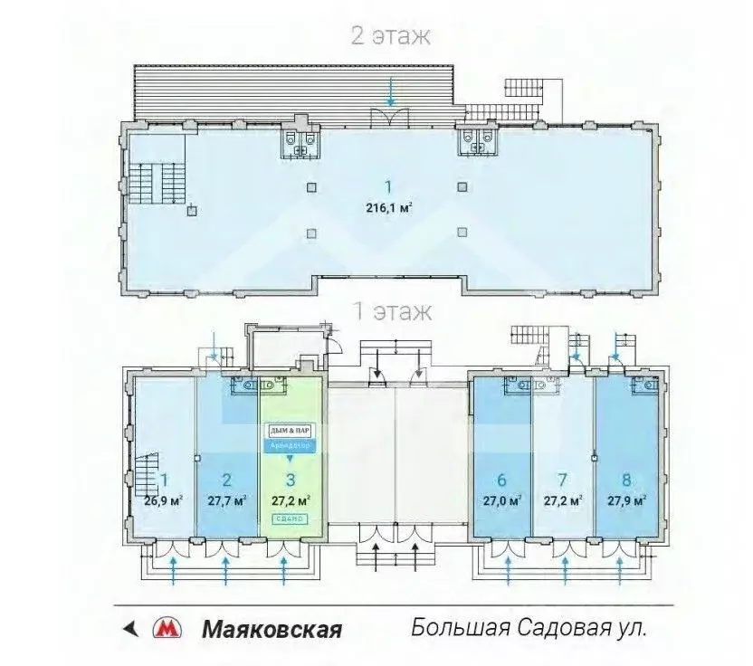 Торговая площадь в Москва Большая Садовая ул., вл6-8 (27 м) - Фото 1