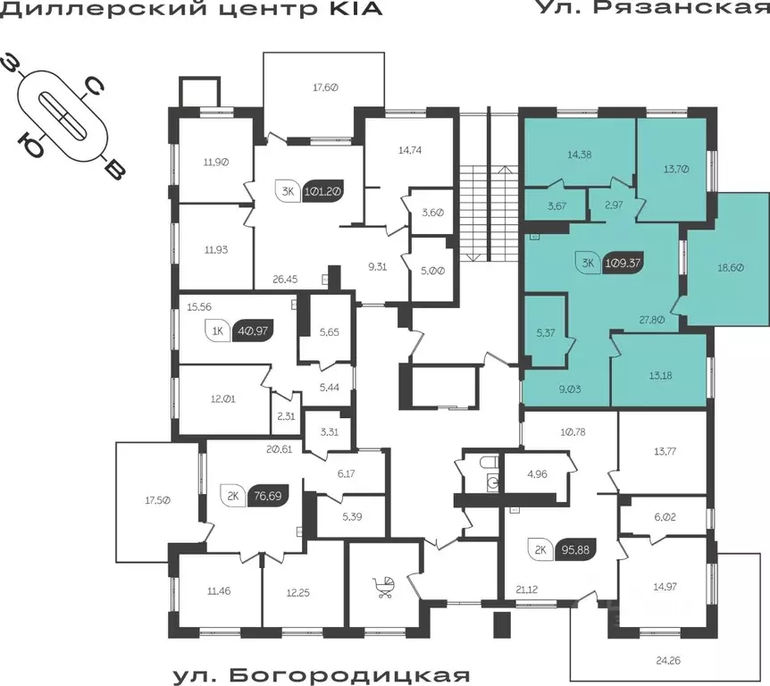 3-к кв. Тульская область, Тула ул. Богородицкая, 8В (96.35 м) - Фото 1