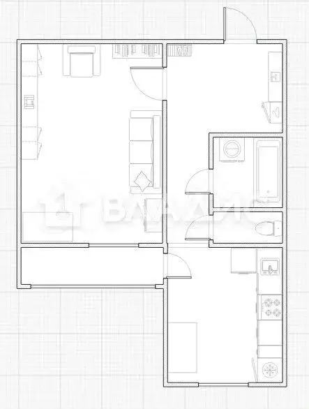 1-к. квартира, 37,4 м, 3/6 эт. - Фото 0