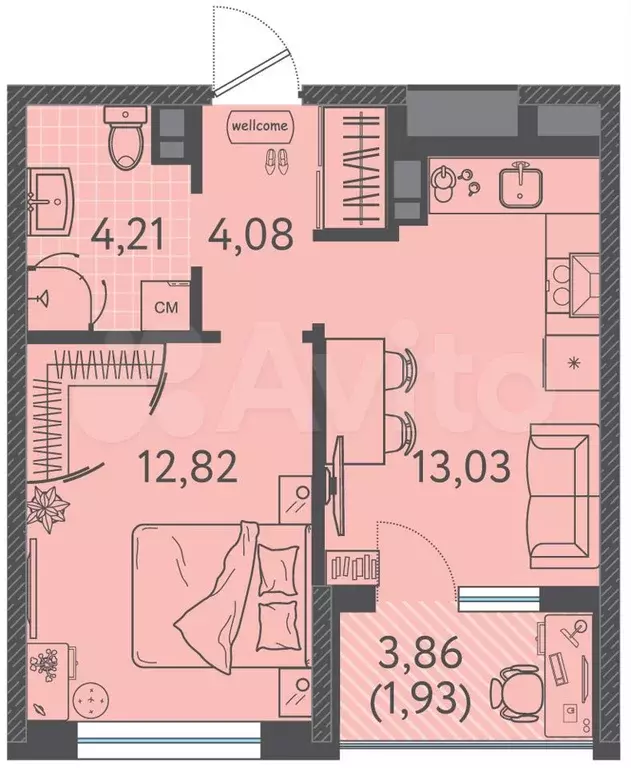 1-к. квартира, 36,1 м, 3/9 эт. - Фото 0