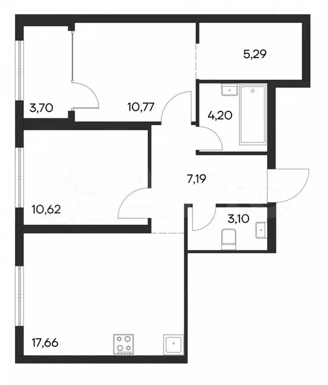 2-к. квартира, 62,5м, 2/4эт. - Фото 0