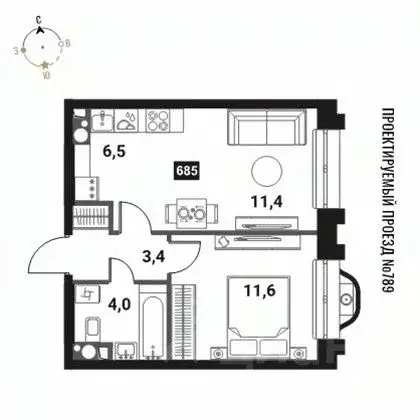 2-к кв. Москва Интеллигент жилой комплекс (36.9 м) - Фото 0