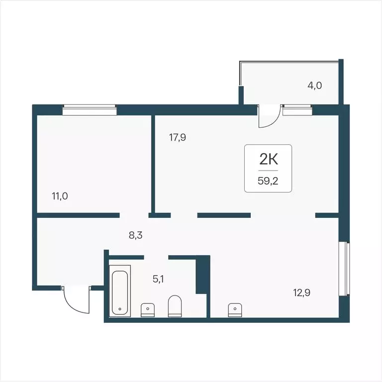 2-комнатная квартира: Новосибирск, Кедровая улица, 80/3 (59.2 м) - Фото 0