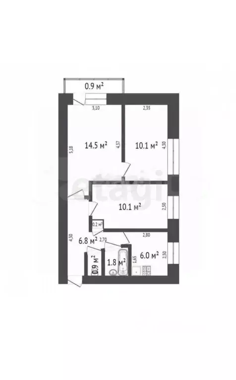 3-к кв. Башкортостан, Стерлитамак ул. Щербакова, 3 (50.4 м) - Фото 1