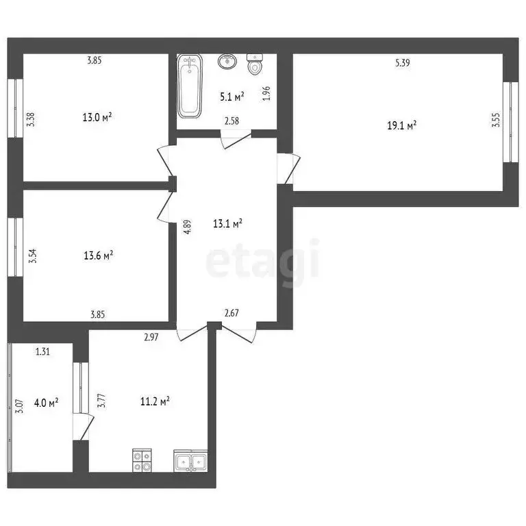 3-комнатная квартира: село Мариинский, микрорайон Лазурный, Лазурная ... - Фото 1