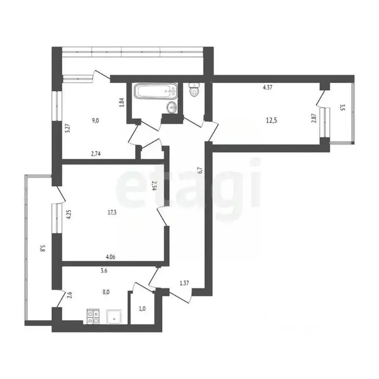 3-к кв. Крым, Саки ул. Ивановой (63.0 м) - Фото 2