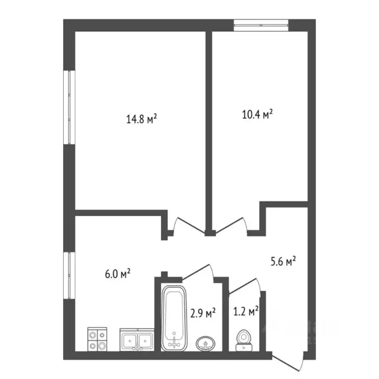 2-к кв. Тюменская область, Тюмень Мелиораторов мкр, ул. Мелиораторов, ... - Фото 1