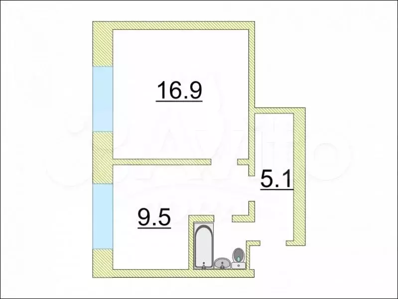 1-к. квартира, 36,8 м, 3/5 эт. - Фото 0