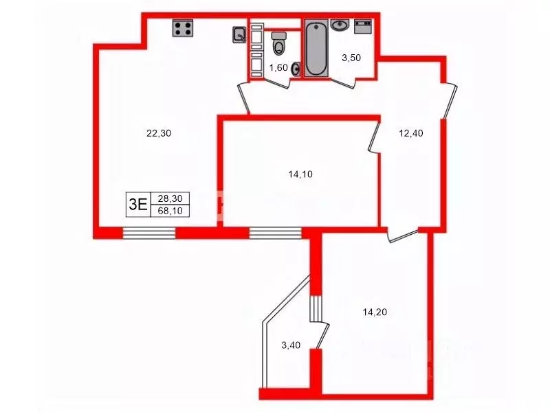 2-к кв. Санкт-Петербург просп. Ветеранов, 171к2 (68.1 м) - Фото 1