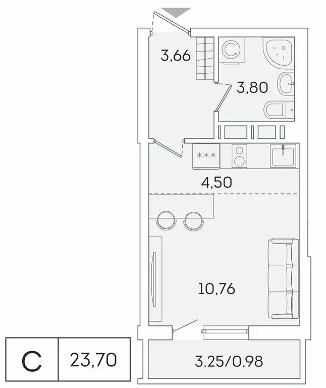 Квартира-студия: Мурино, Графская улица, 6к1 (22.7 м) - Фото 0