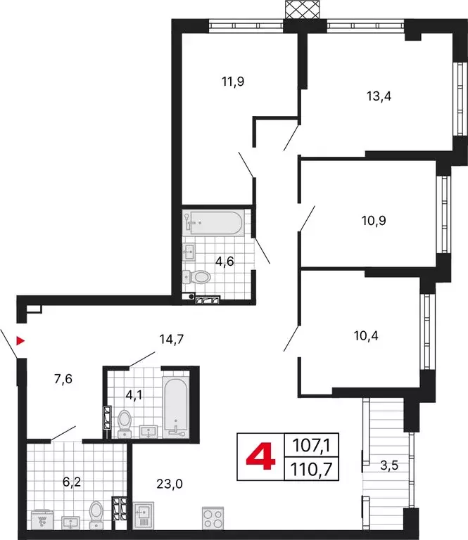 4-комнатная квартира: Екатеринбург, улица Шаумяна, 11 (110.76 м) - Фото 1