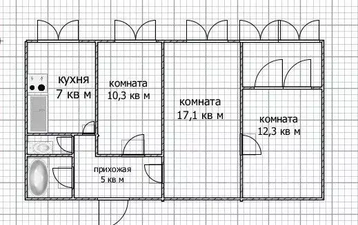 3-к кв. Башкортостан, Уфа ул. 50 лет СССР, 48 (59.0 м) - Фото 2