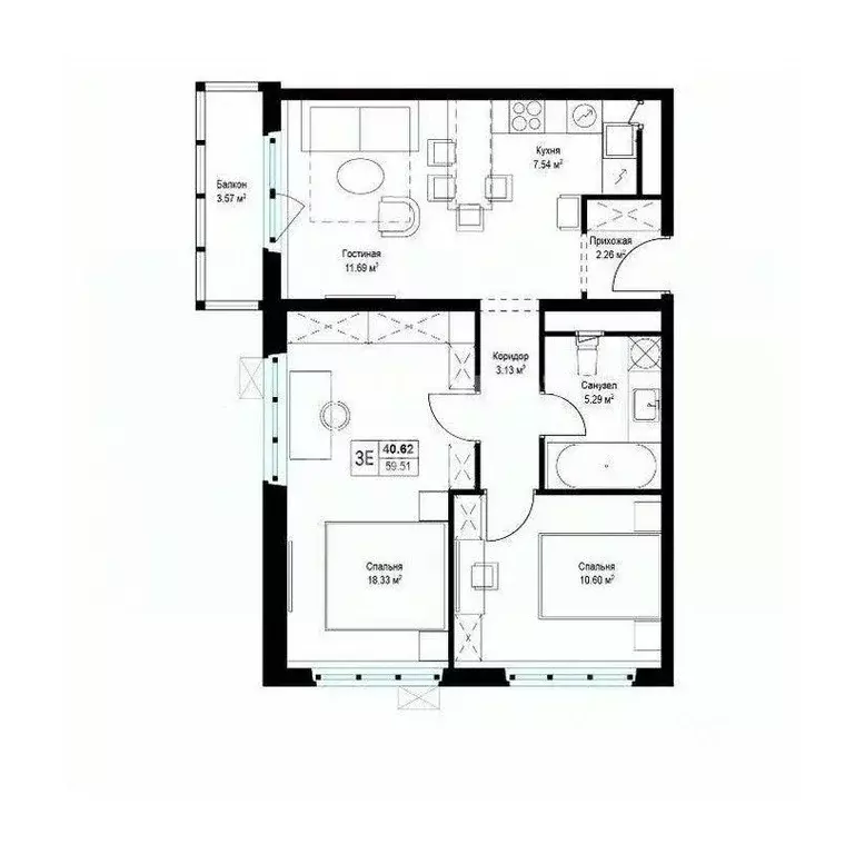 3-к кв. Московская область, Ленинский городской округ, д. Сапроново, ... - Фото 2